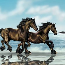 Схема вышивки «"Купание коней"»