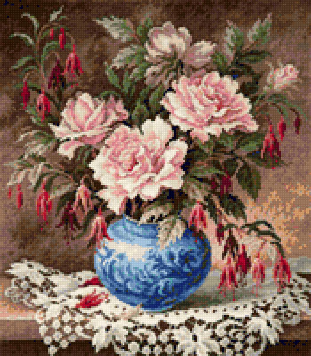 Розы и фуксии - предпросмотр