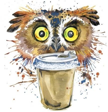 филин с кофе - филин, кофе - оригинал