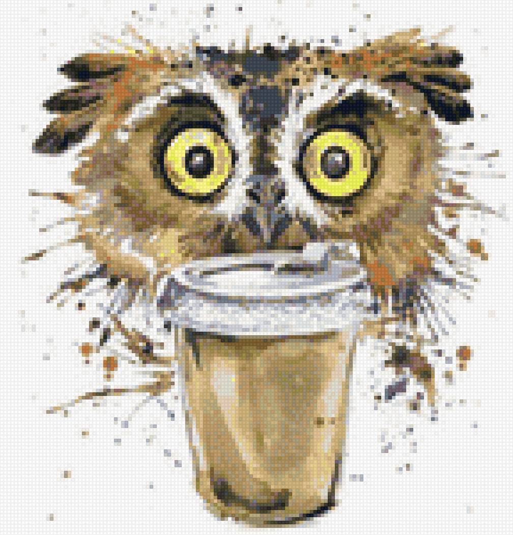 филин с кофе - филин, кофе - предпросмотр