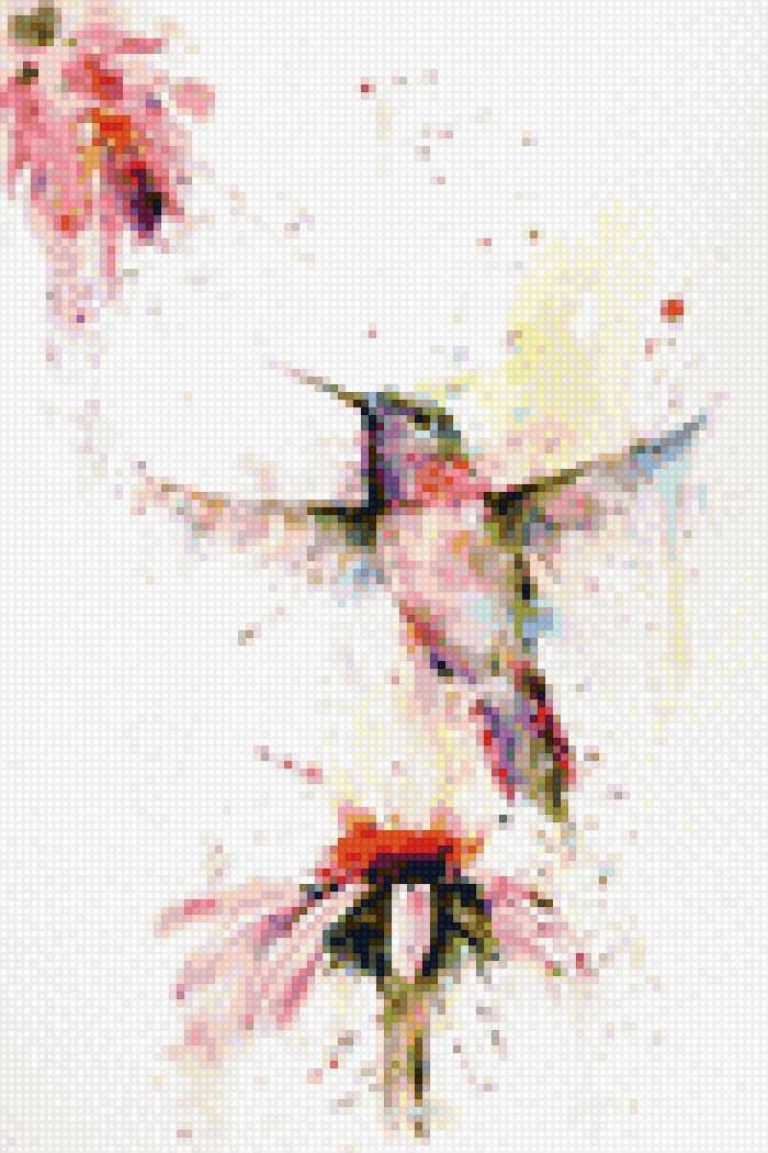 акварель - цветы, птица, рисунок, акварель - предпросмотр