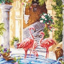 Схема вышивки «Розовый фламинго»