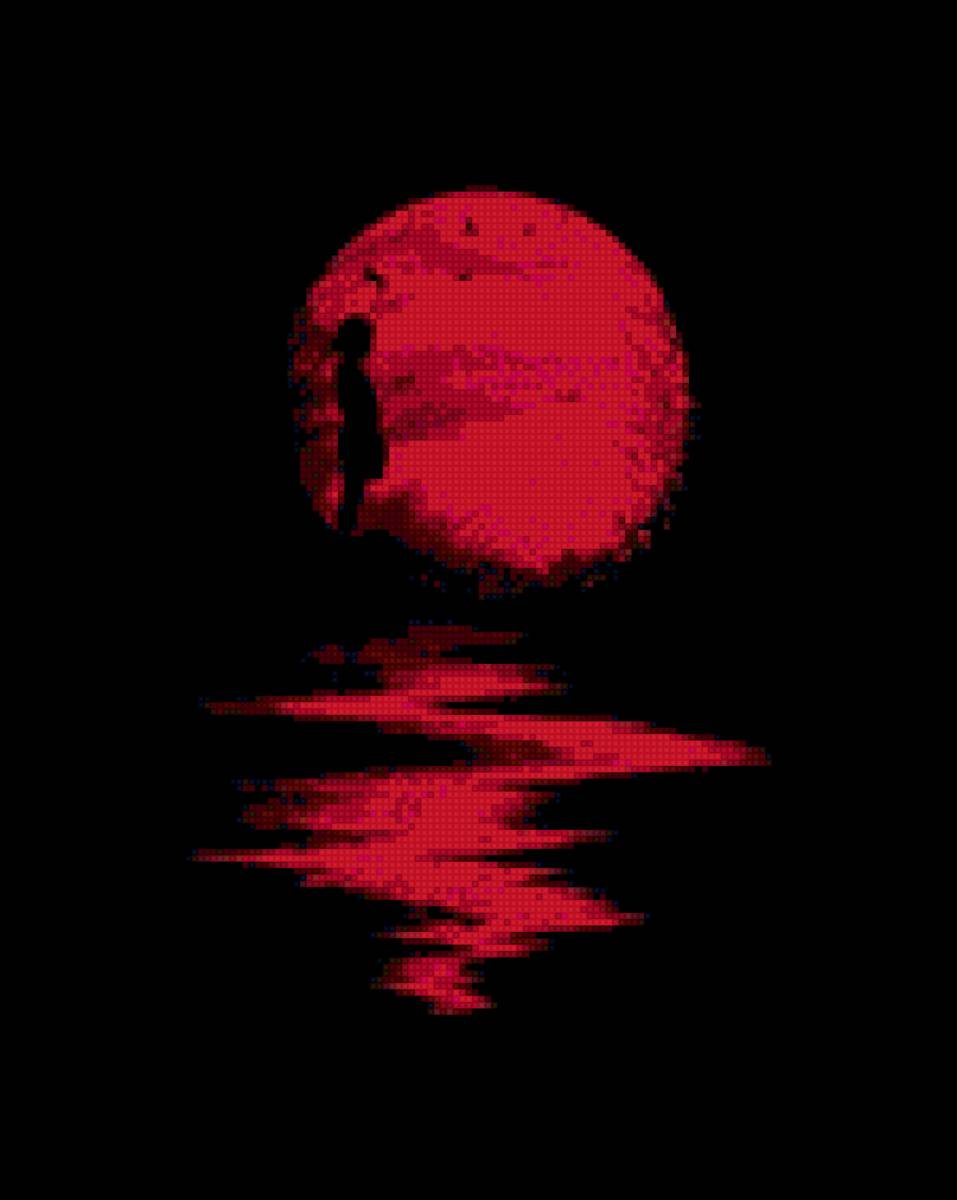 Кровавая луна - одиночество, черный, красный, луна. кровь - предпросмотр