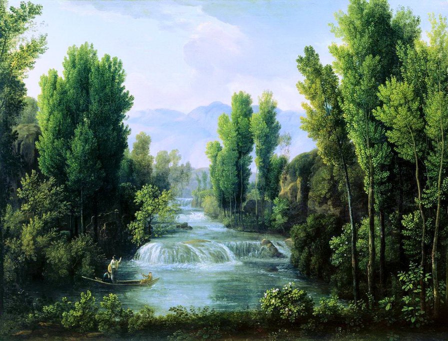 Щедрин С.Ф.- Пейзаж с водопадом (картина)  2 - картина, пейзаж с водопадом, пейзаж, щедрин, водопад - оригинал