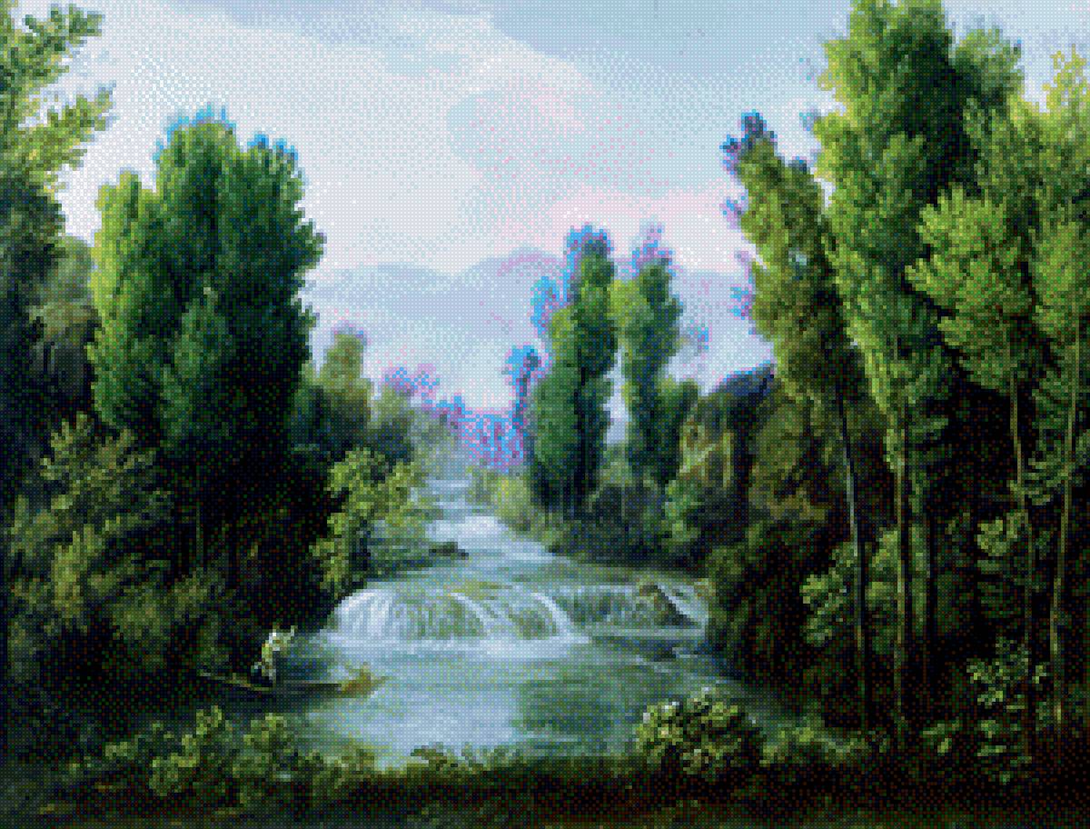 Щедрин С.Ф.- Пейзаж с водопадом (картина)  2 - водопад, щедрин, картина, пейзаж, пейзаж с водопадом - предпросмотр