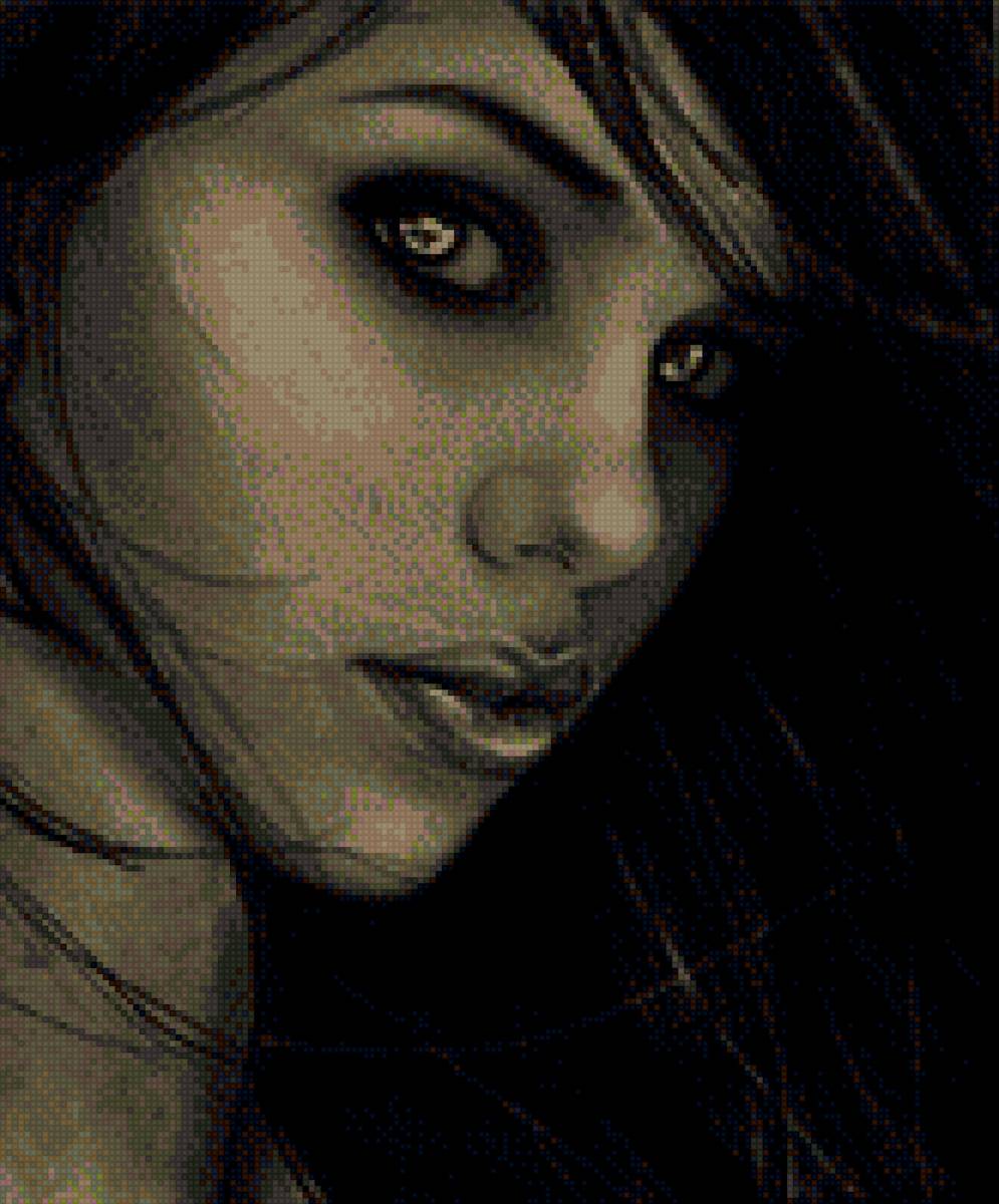 Девушка - на черном фоне - предпросмотр