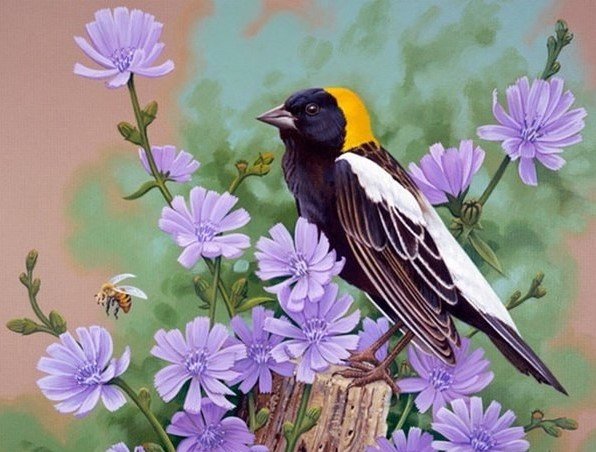 птичка - цветы, природа, птицы - оригинал
