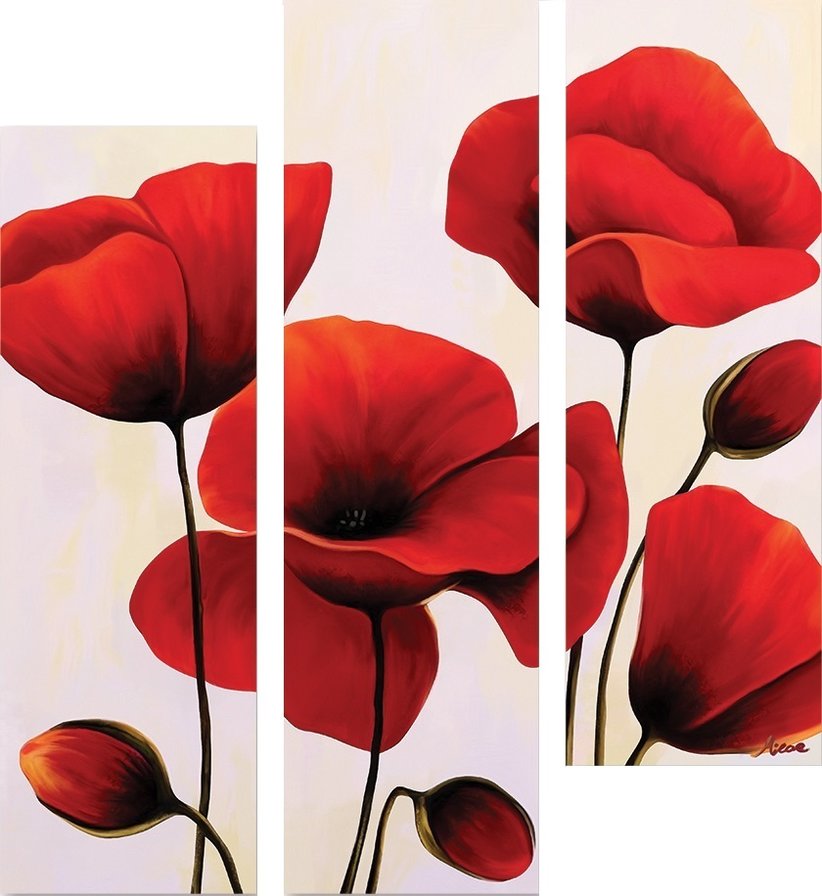 Маки_1(триптих) - маки, цветы - оригинал