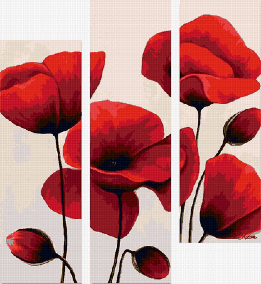 Маки_1(триптих) - цветы, маки - предпросмотр