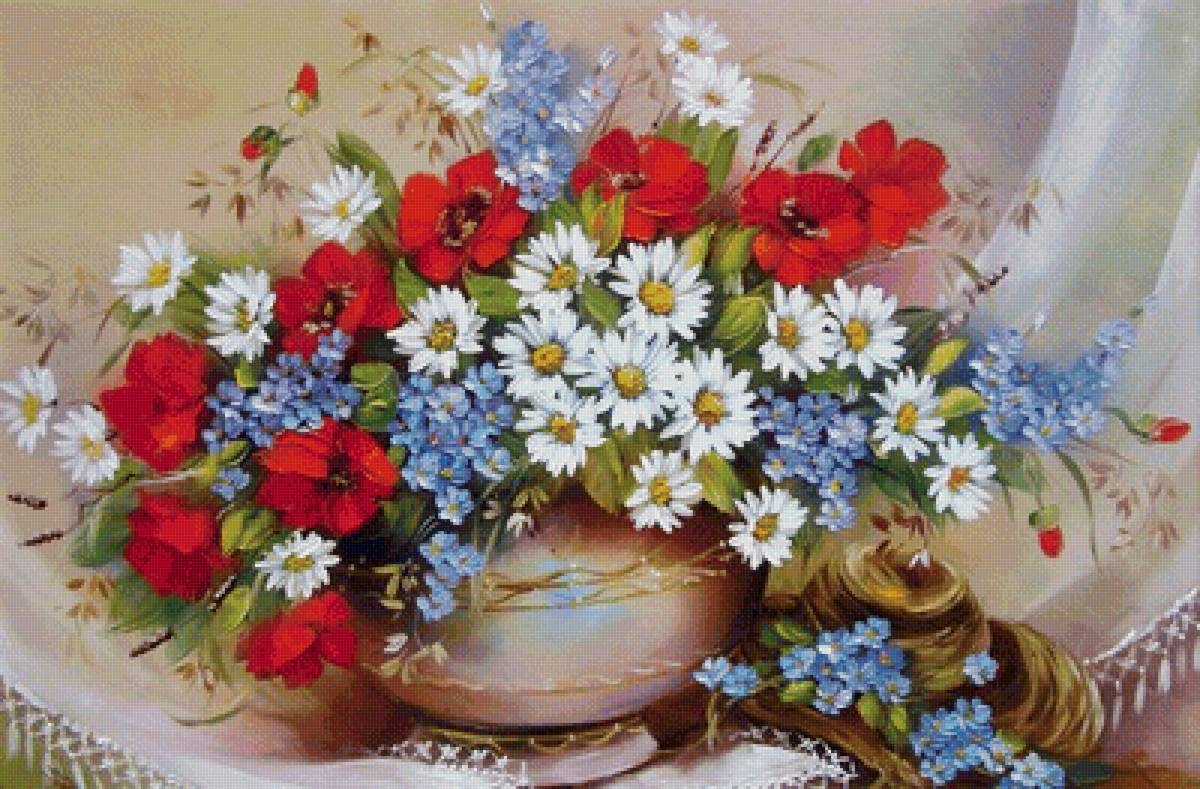 цветы с полей - природа, цветы, живопись - предпросмотр