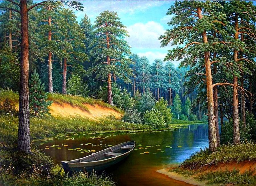 Сосны на берегу - оригинал