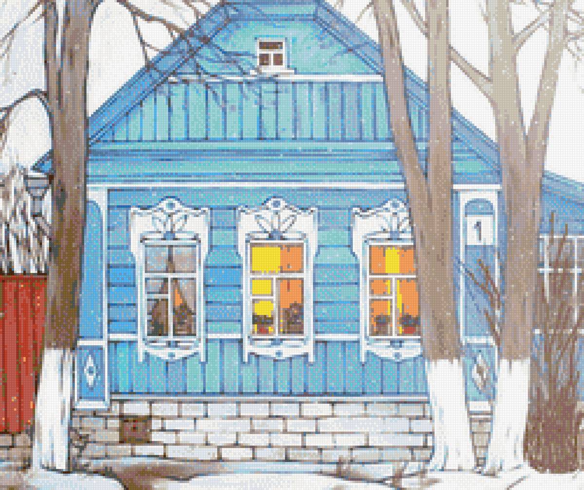 Мартовские сумерки,Дина Калинкина - дом, улица.снег - предпросмотр