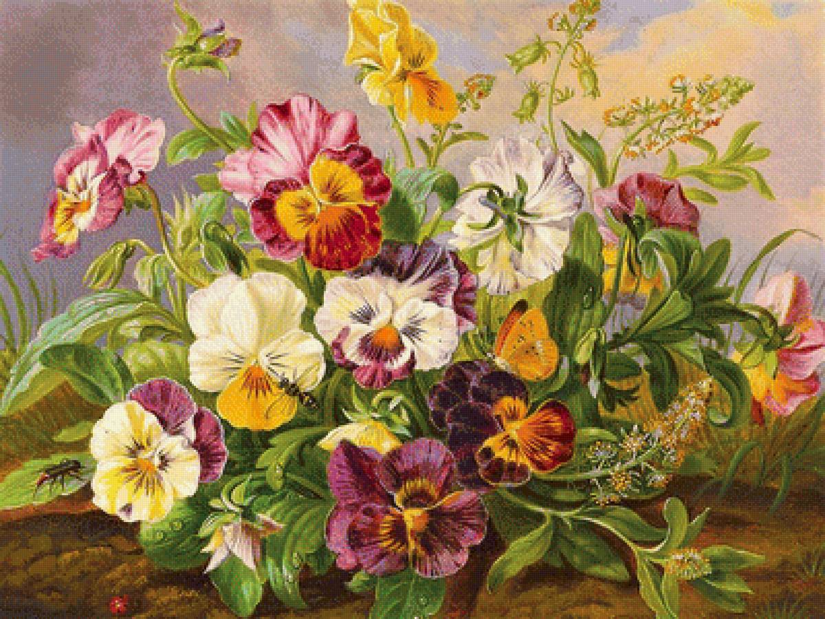 фиалки - картина, цветы, живопись - предпросмотр