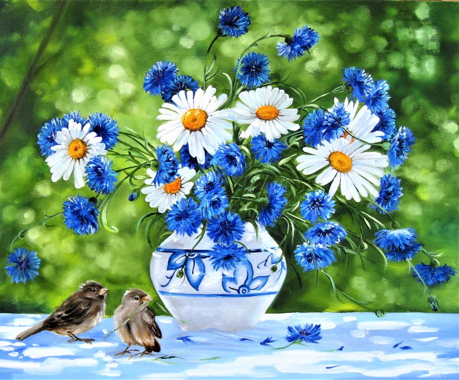 васильки - цветы, картина, живопись - оригинал