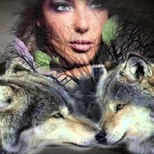 Схема вышивки «дева с волком»