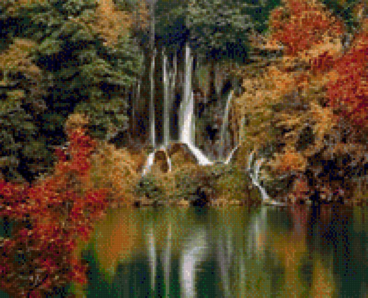 Водопад - осень, водопад, пейзаж - предпросмотр