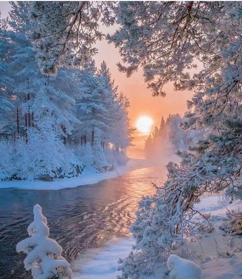 Морозная зима - река, зима, мороз - оригинал