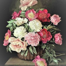 Схема вышивки «пионы в корзине»