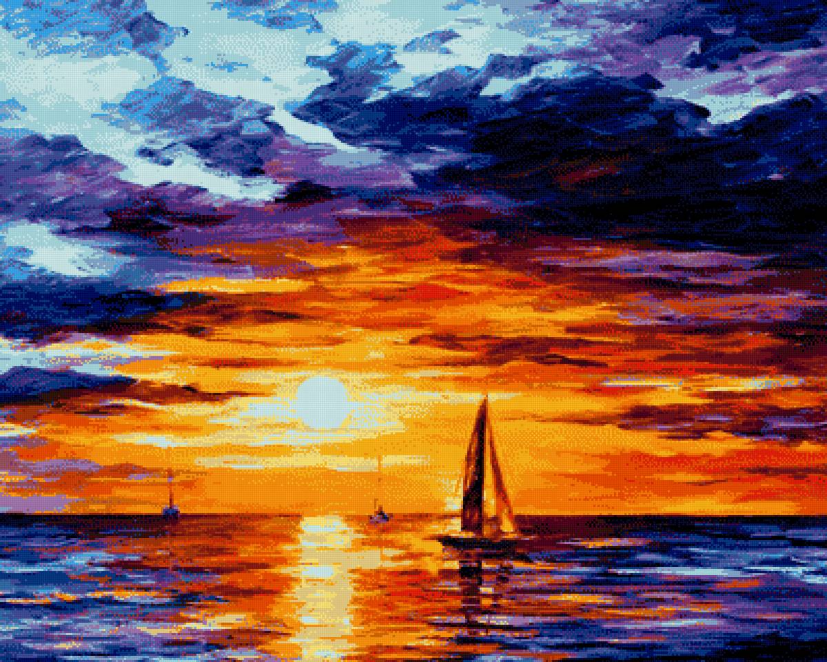 парус акварель - предпросмотр