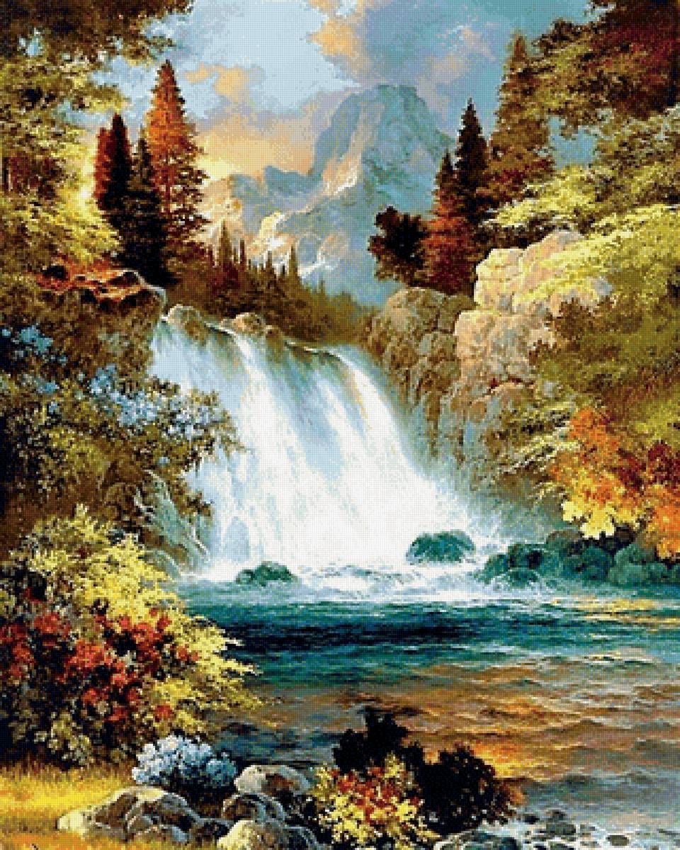 бурный поток - картина, природа, живопись - предпросмотр