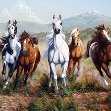 Оригинал схемы вышивки «картина с лошадми» (№1671775)
