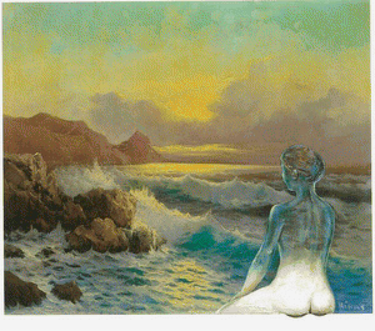 Девушка у моря - девушка, море, никас сафронов - предпросмотр