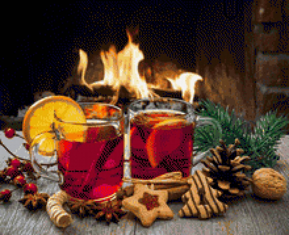 Чай у камина - рождественский вечер, для двоих, у камина, зимний вечер, чай - предпросмотр