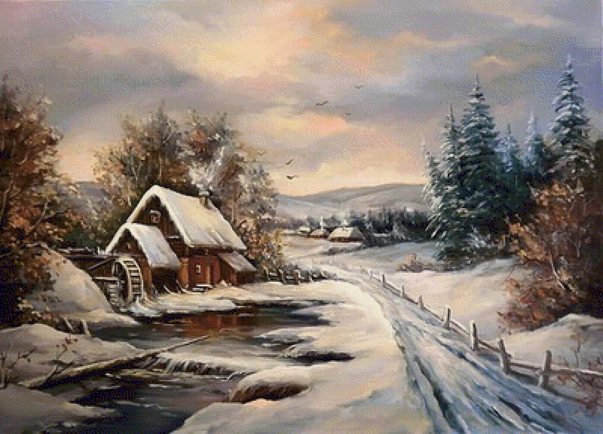 młyn wodny zimowy - предпросмотр