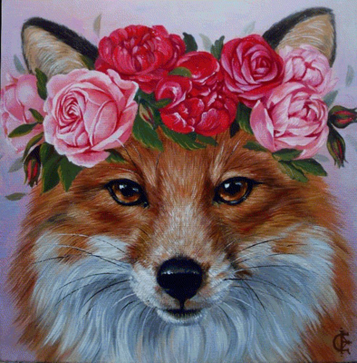 Иллюстратор Женя Филиппова - цветы, лиса - предпросмотр