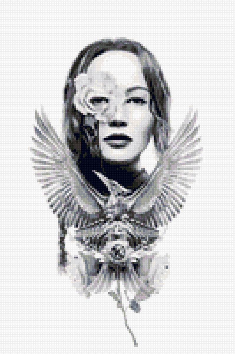 Китнисс чб - голодные, черно-белый, китнисс, голодные игры - предпросмотр