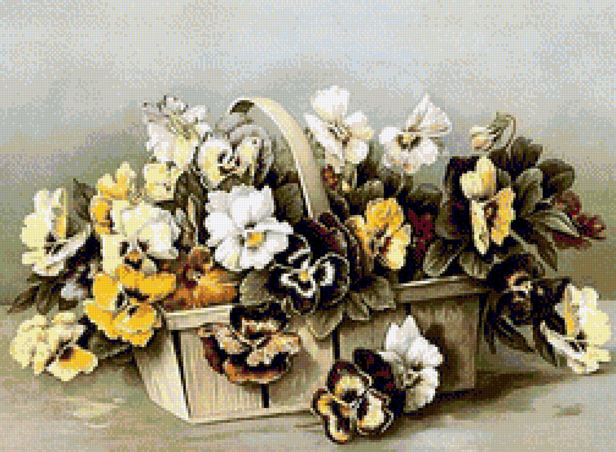 Кошница с теменужки - цветя - предпросмотр
