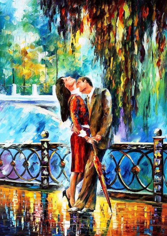 свидание - люди. акварель - оригинал