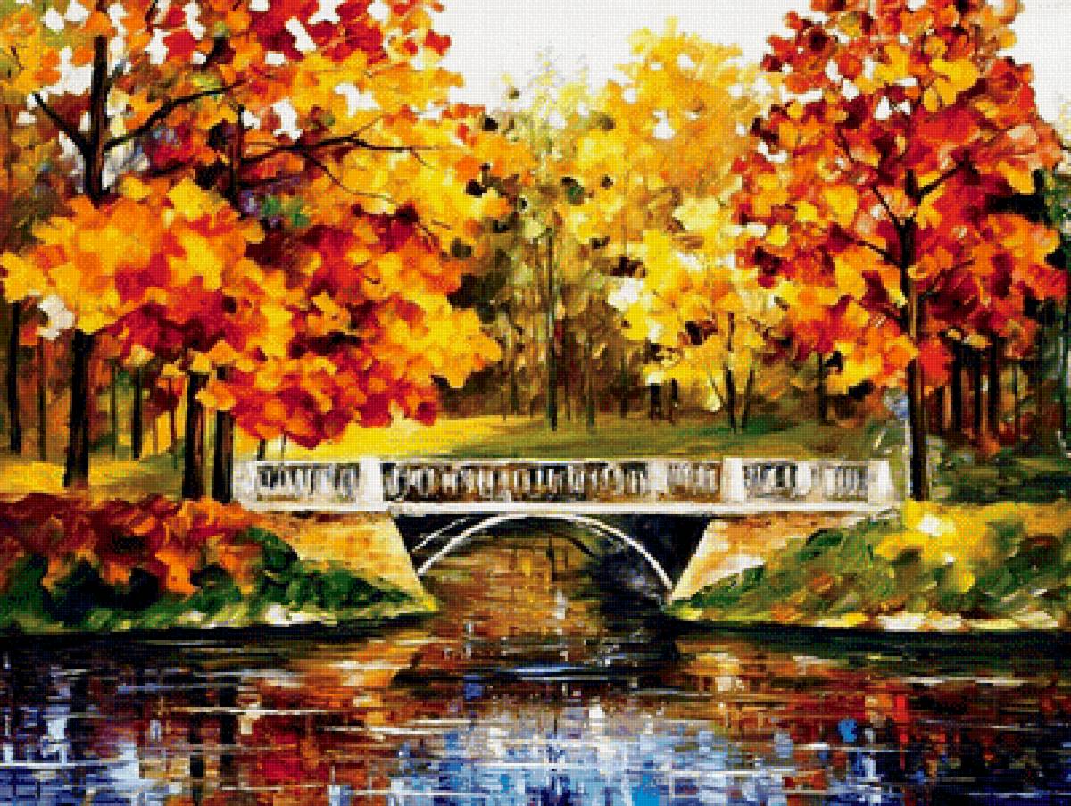 осень - мост. парк. акварель - предпросмотр