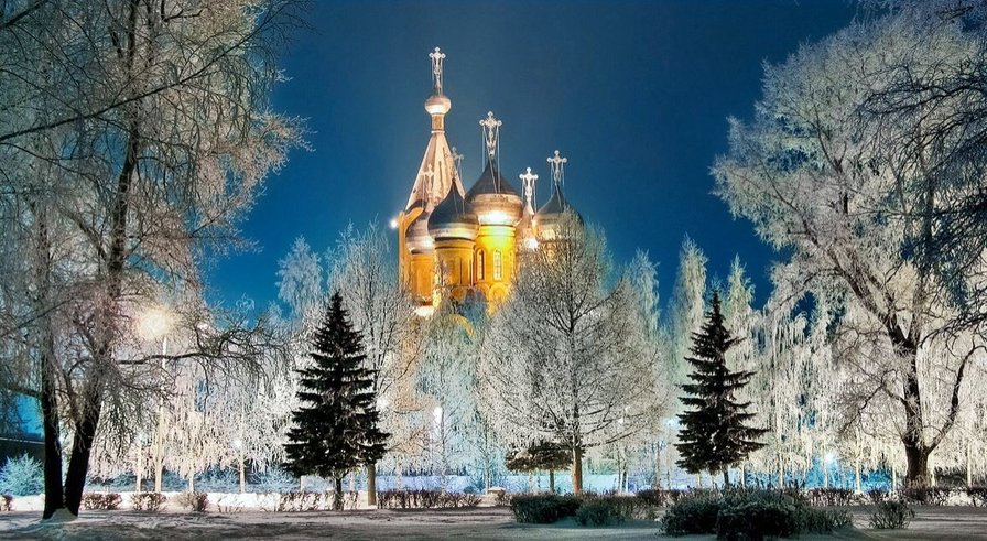 свет собора - собор, зима, снег, пейзаж - оригинал