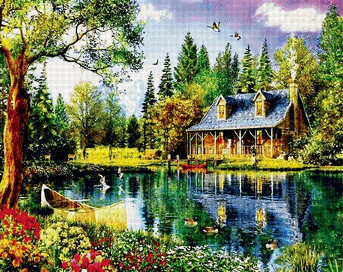 домик у озера - природа - предпросмотр