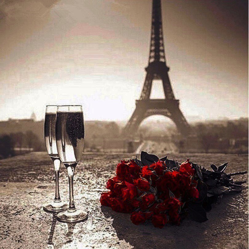 эйфелева башня - города. цветы - оригинал