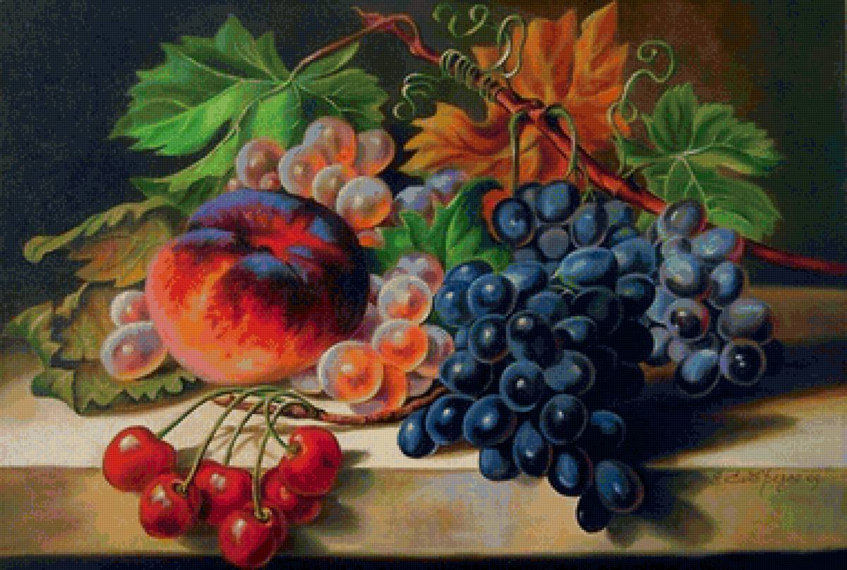 Фрукты - живопись, виноград, фрукты - предпросмотр