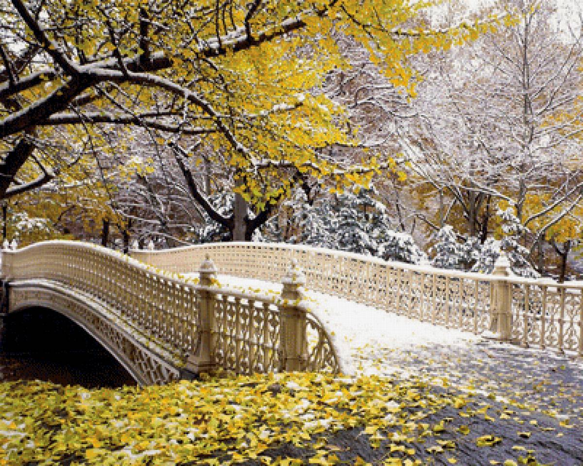 Природа - арт, парк, аллея, зима, осень, мост - предпросмотр