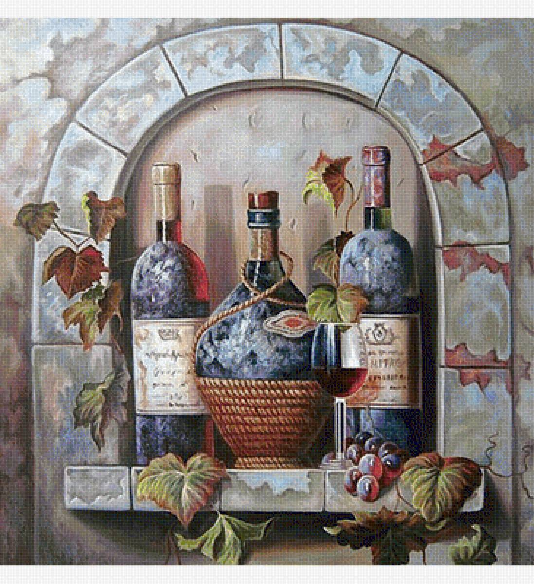 Бутылки с вином - натюрморт - предпросмотр