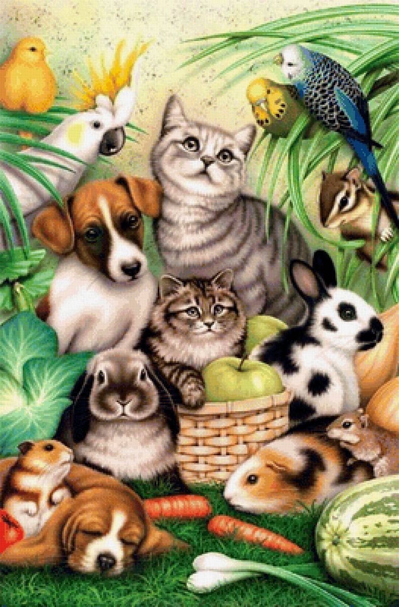 Мир животных - природа, мир, собака, арт, кот, животное - предпросмотр
