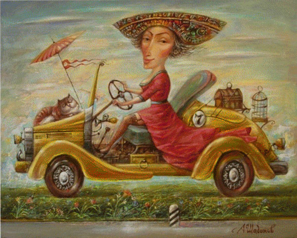 Характерная картина. Картина женщина в автомобиле. Картины с изображением карт. Мажорная картина. Картины с покупкой машины.