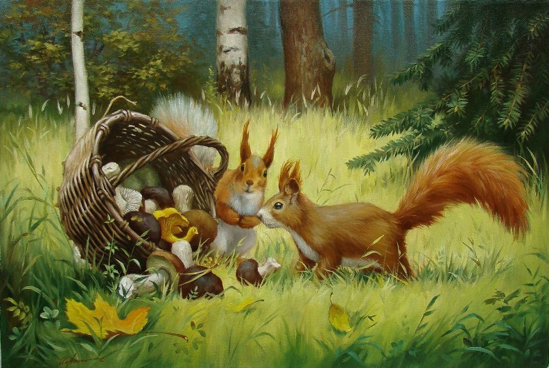 белочки в лесу - детская - оригинал