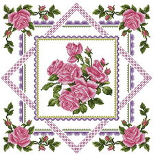 Схема вышивки «подушка с розами в геометрическом орнаменте»