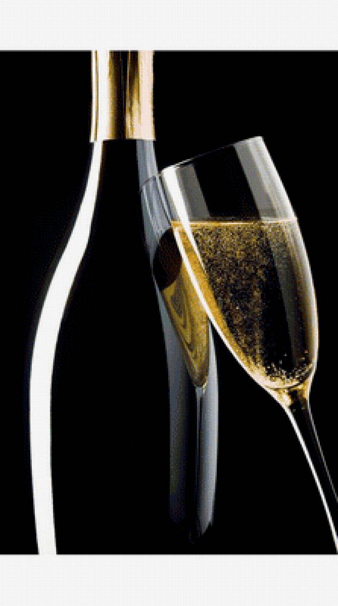Шампанское - вино, бокал, бутылка - предпросмотр