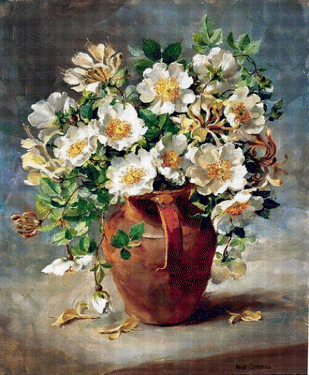 худ. Anne Cotterill - живопись, натюрморт, цветы - предпросмотр
