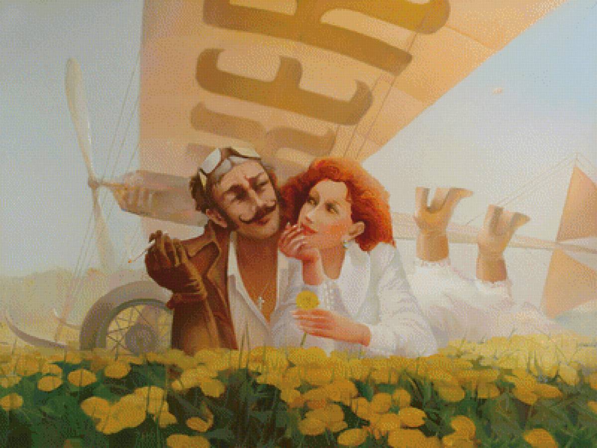 Влюблённый пилот - девушка, пилот, самолет - предпросмотр