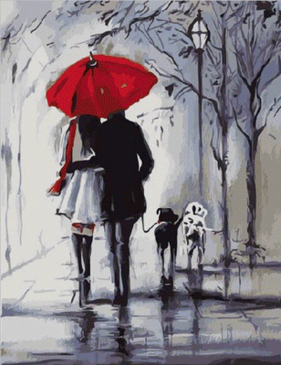 Под зонтом - люди, женщина, зонт, мужчина - предпросмотр