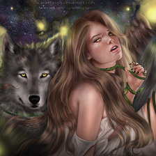 Схема вышивки «дева с волком»