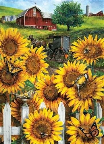 Усальба - арт, подсолнух, усадьба, дом - оригинал