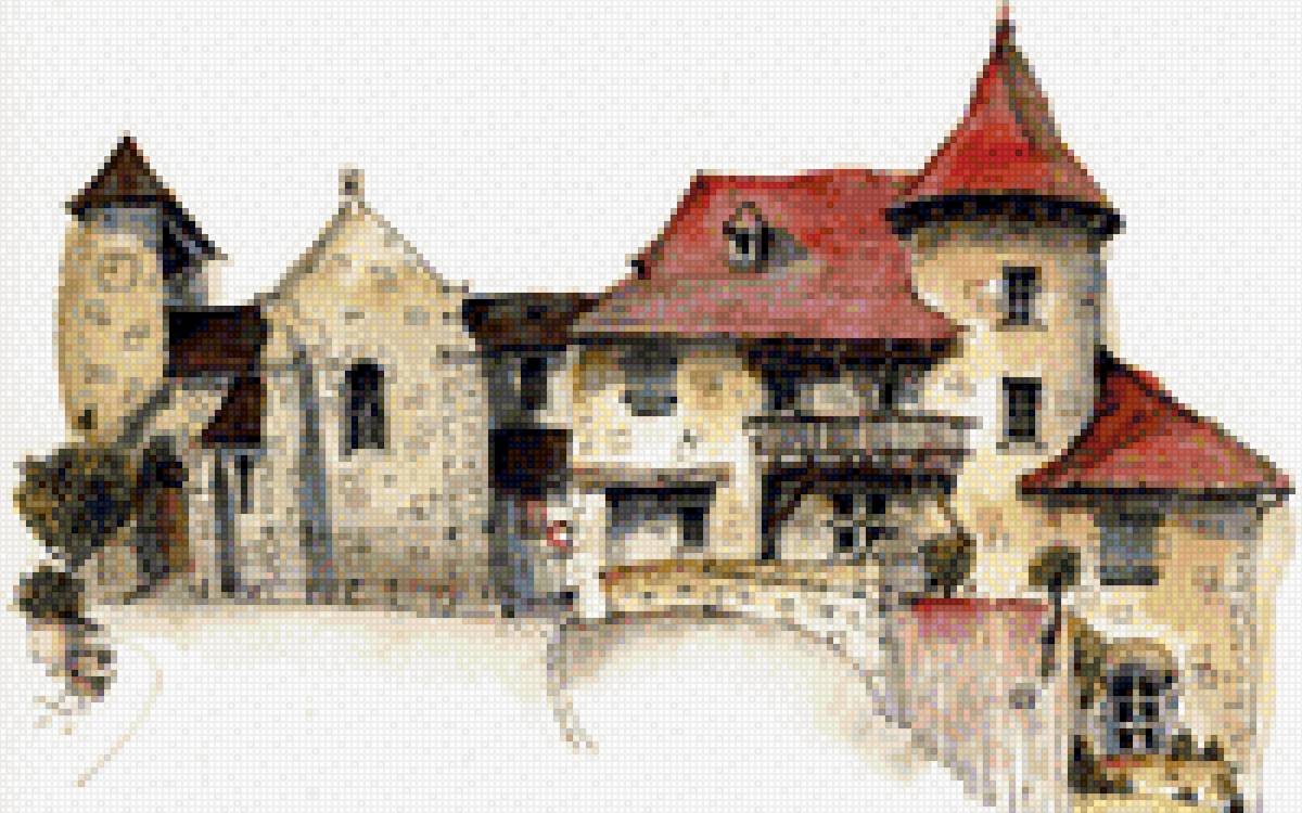 Городок - дома, старый город, городок, улица - предпросмотр